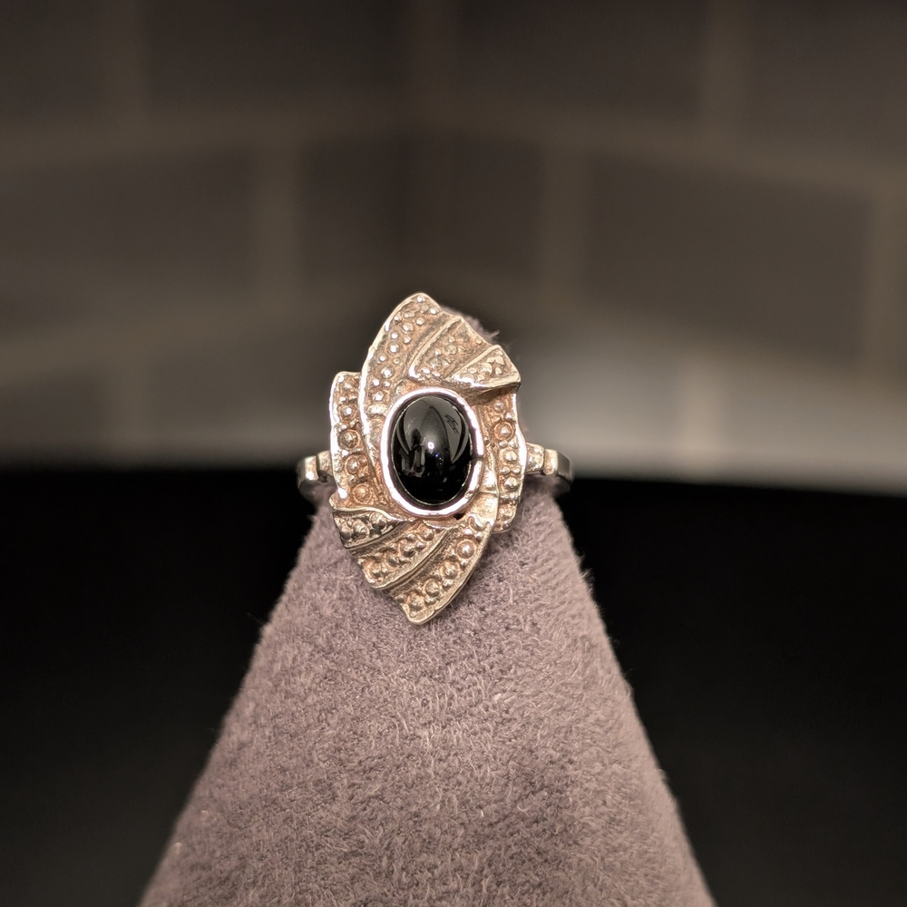 Silver 925 With Black Onyx Ring Size 7